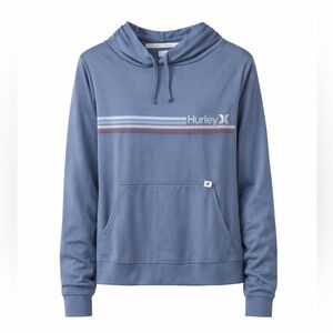 NWT Hurley Womens Size Medium Blue Hoodie Front Pockets Tracksuit Pullover Cozy